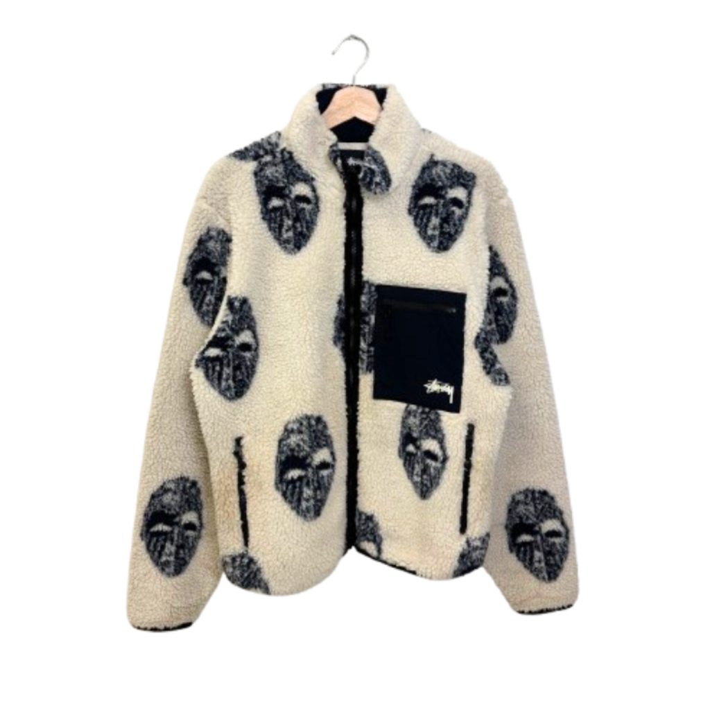 Stussy Mask Jacquard Sherpa Fleece Jacket Size Medium