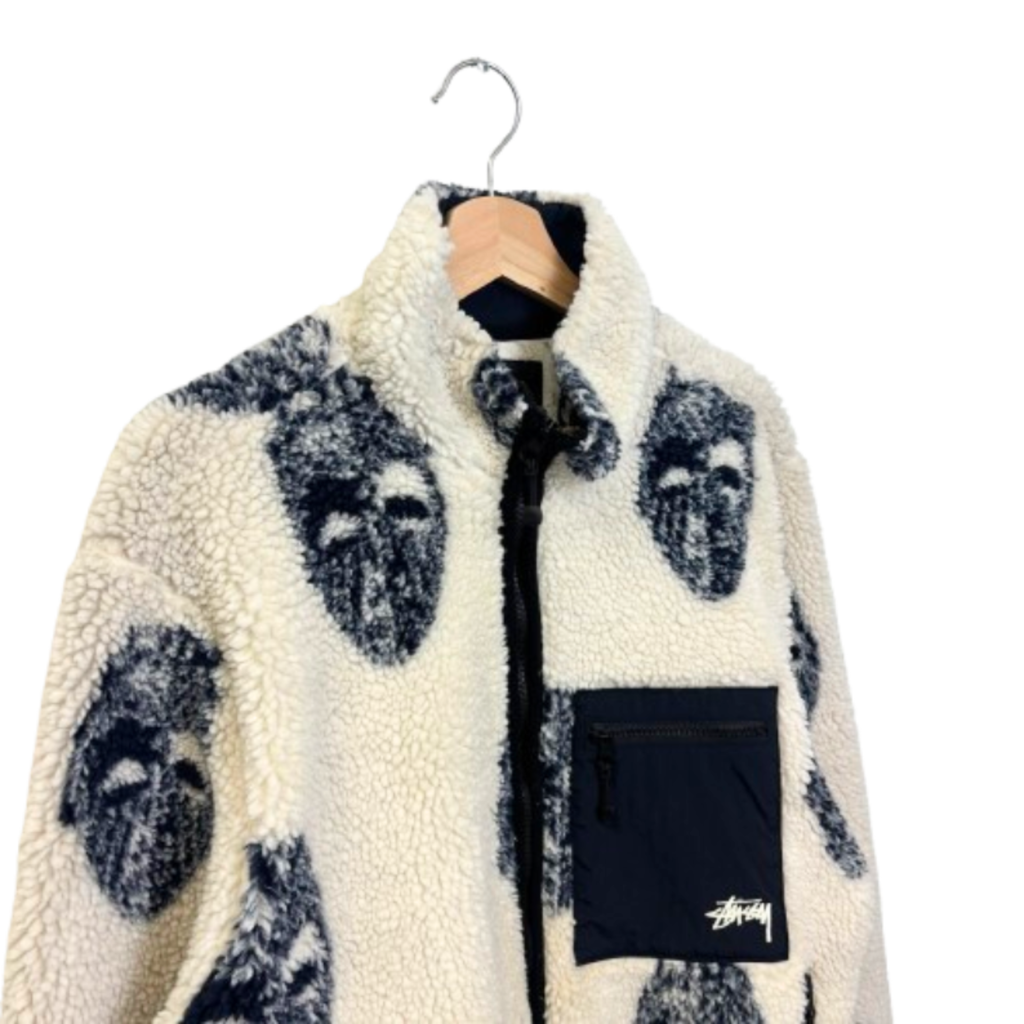 Stussy Mask Jacquard Sherpa Fleece Jacket Size Medium