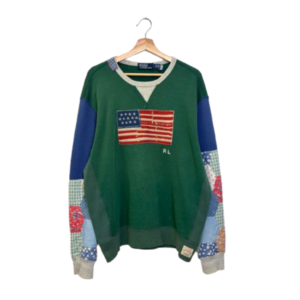 Polo Ralph Lauren USA Flag Patchwork Sweater Size Large