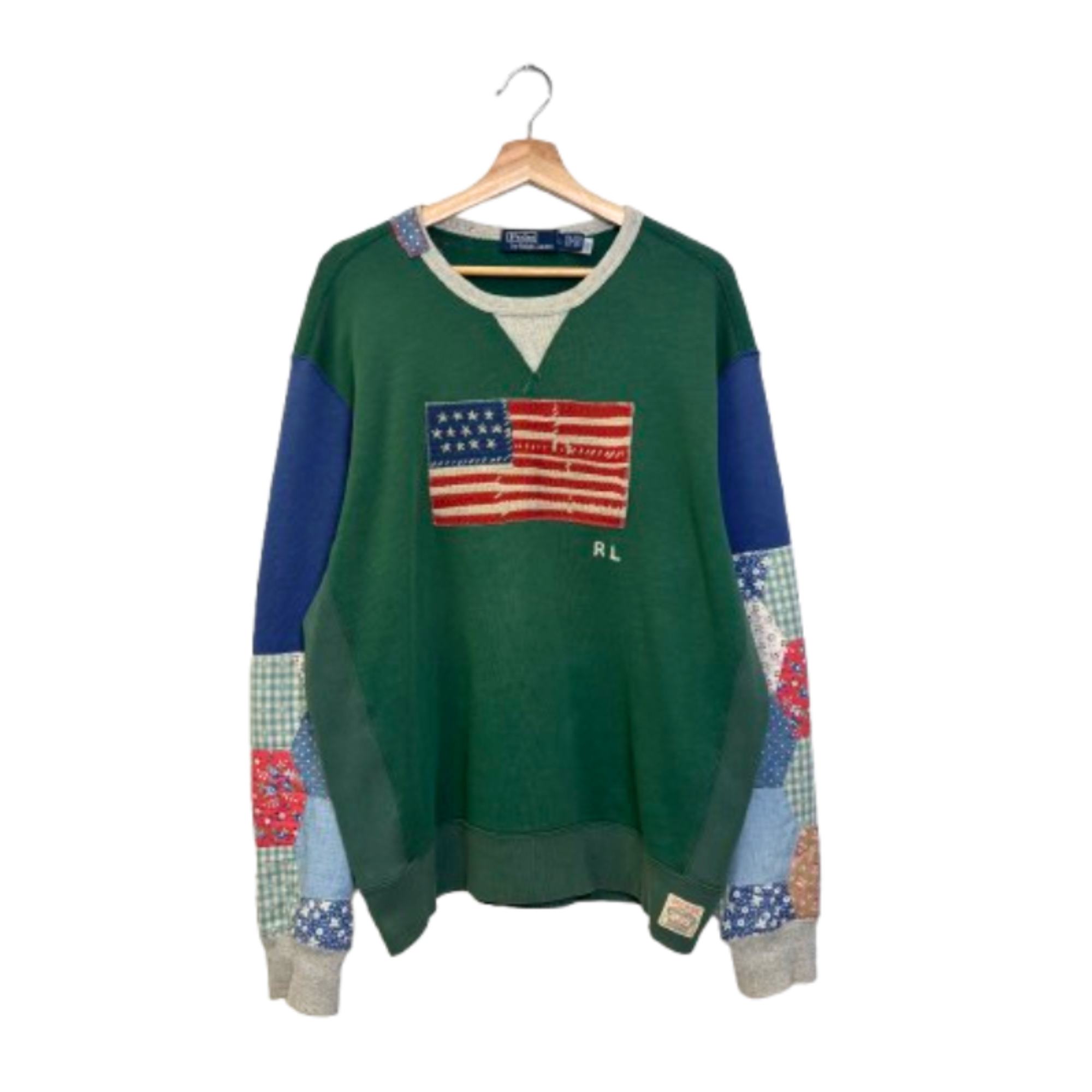 Polo Ralph Lauren USA Flag Patchwork Sweater Size Large
