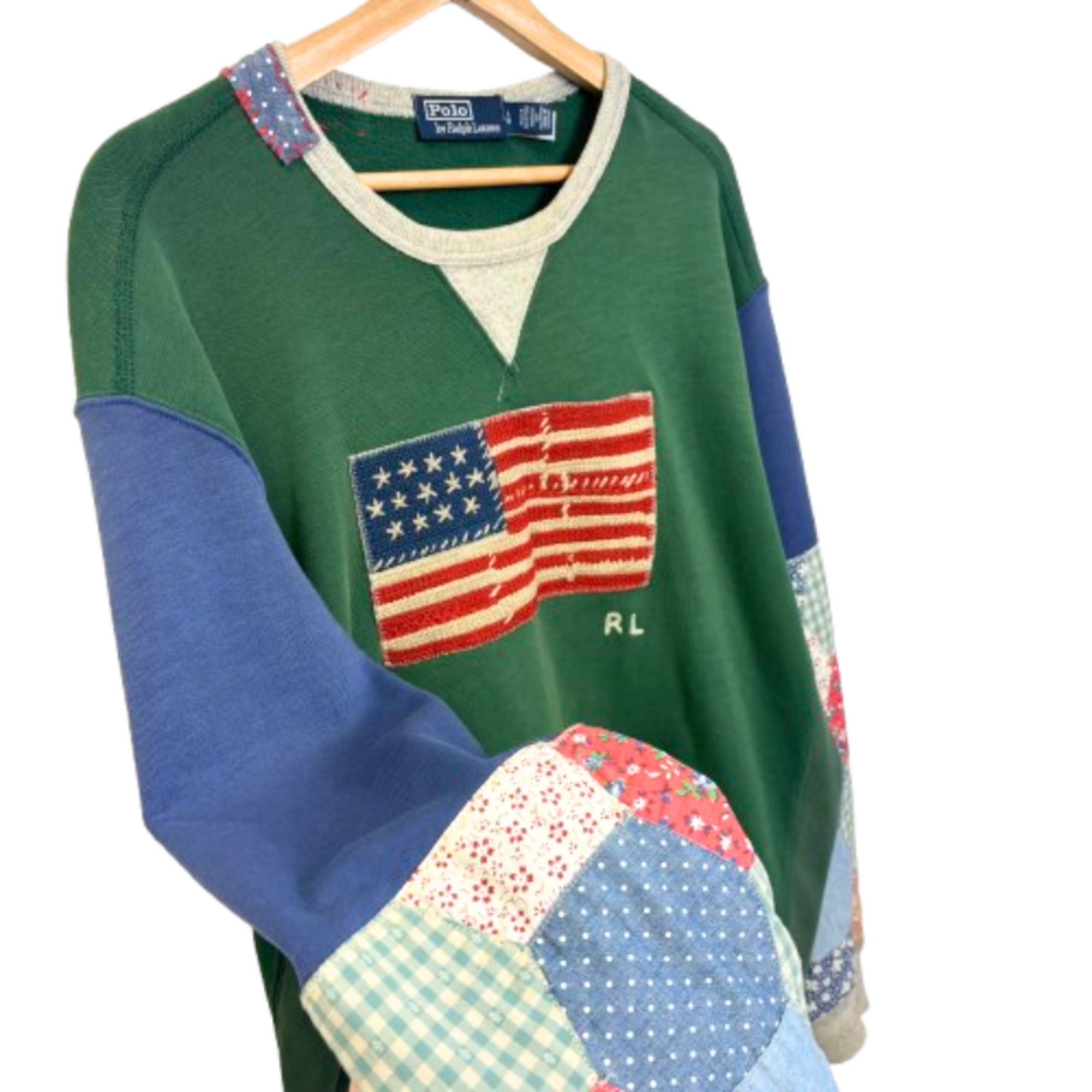 Polo Ralph Lauren USA Flag Patchwork Sweater Size Large